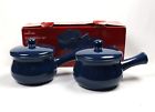 041498237875 Crofton Blue Stoneware Soup Crocks Set New In