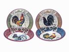 10177set 4 Lille Rooster Pasta Soup Bowl Certified International Corp Roosters Set Assorted Designs Hand Painted Ceramic 730384004171