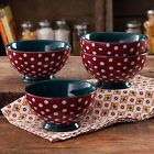 111228.04r Pioneer Woman New Retro Polka Dots 6 Footed Bowl 4pk Red Fall Holiday Dinner