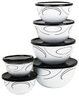12pcstorage Simple Airtight Sealable Lid Lines Set Bowl Large Mixing