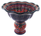 1321-art150 Zaklady Blue Rose Polish Pottery Jungle Flower Pedestal 5907154920503