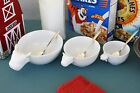224223 224207 224176 Bull Rooster Bowls Crate Barrel Barnyard Bowl Trio Nwt Old Macdonald Only Wishes For These