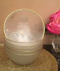 25765 Akcam Turkish Clear Pebbled Glass Bowls Plates Gold Rim Set