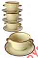 295ml Soup 4 Bowls 10oz Traditional Polish Brown Plates Pottery Set Beige