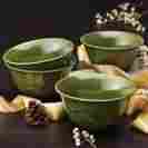 30303 Bonjour Stoneware Round Bowl Set 4 Piece Cereal Ice Cream Soup Green Holiday Dinnerware 674895830303