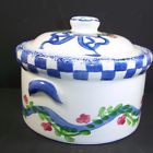 311928 Annalea Collection Covered Bowl Vintage Ceramic White Blue 067103046977
