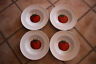 343-420 Crate And Barrel Individual Pasta Bowls Bright White Red Tomato