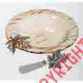 3dds005 Gifted Living Harvest Leaf Amber Glass Dip Bowl 746851857287
