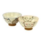 4335477718 Mino Ware Japanese Rice Bowl Set Ceramic Blue And Pink