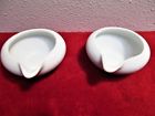 438-715 Crate And Barrel White Ceramic Sauce Dishes With Spouts Hard