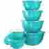0365889 44702 Reston Lloyd Turquoise Enamel Bowl Set 12 Piece 036588447029