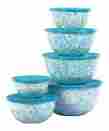 44972 Reston Lloyd Turquoise Sponge Enamel 12pc Bowl Set