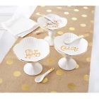 4885002 Mud Pie Glitter Christmas Gold Pedestal Candy Dish Spoon Set