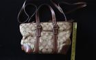4k-5659 Genuine Purse Medium Used Sized Coach Bag Hand Beige