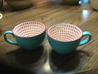5191228 5190313 Pfaltzgraff Turquoise Embossed Orange Dots Rare