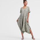 557859 Cost Plus World Market Olive And Ivory Jacquard Luna Jumpsuit