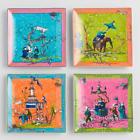 560453 Cost Plus World Market Square Chinoiserie Porcelain Dynasty Snack Plates
