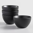 568467 Cost Plus World Market Black Textured Stoneware Bowls Set Of