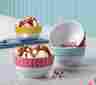 0511537 58676 Cake Boss Devoted To Dessert 4 Piece Bowl Set Ice Cream Retro Porcelain 051153586767