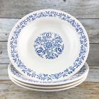 5870-2 Oxford Large Rim Soup Cereal Bowl White Blue Floral Design