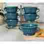 599329 Unbranded Stoneware Soup Bowls With Handles Serving Dishes Fluted Set Of 6 Display Rack