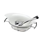 6385 Godinger Natura Salad Bowl With Servers White 028199063859