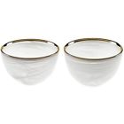 769076022841 Pair Of White Alabaster Glass Bowls With Hand