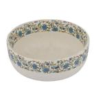 815060022165 Artisanal Creations Stoneware Beige Floral Serving Bowl Handmade