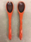 816748011297 Enrico Mango Salad Servers Spiral Tangerine