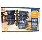 897847002126 Stoneware Fluted Bowls Set Of With Display Stand