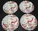 9135422 Pottery Barn Alpine Bowls Reindeer Buck Red Set Of Four