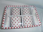 96360 Crofton Set Of Whimsical White Red Polka Dot Desert Bowls