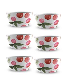 Dn23991174 Abode Homewares Berries And Cherries Dessert Bowl 4.7-inch 13.9-ounce Pure Melamine Shatter