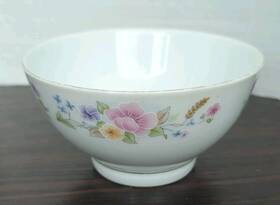 Act3 Action Industries Ind Rice Bowl Gold Trim Floral Porcelain 5 Inch Vintage 1980s