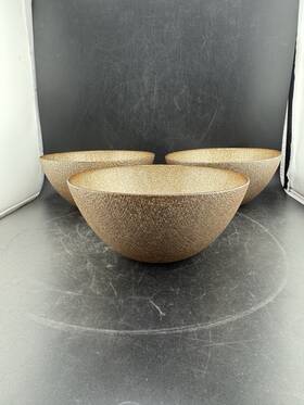 Akcam 1343cs Set 3 Turkish Glass Gold Glitter Bowls Soup Cereal Salad 5.75 Inch Turkey Nwt