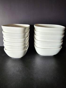 Alessi 044207705 6 For Delta White Rectangular Small Bowls 7 3/8 Inch X 5 #044207705