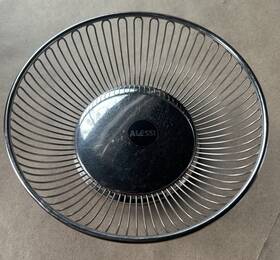 Nox-1810 Alessi Stainless Steel Fruit Bowl Nox 1810 Shiny Silver 8 Inch Diameter Round