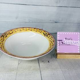 5029 American Atelier Monkey Jungle Bamboo Rim Porcelain 9 Inch Round Vegetable Bowl