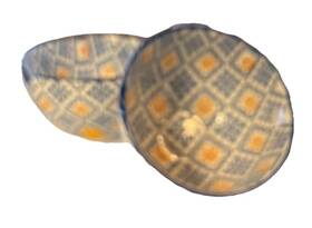 8123-2rbw-pd American Atelier Pr Of Ramen Bowls- Blue And Orange Medallion Pattern