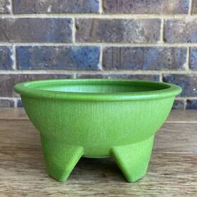 P-03072 American Maid Green Round Dip Salsa Guac Bowl W Feet 45 Oz Made In Usa