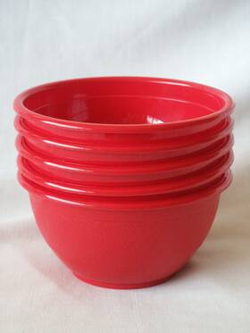 P-03088 American Maid 5 Red Plastic Bowls Set 3 Cups / 24oz Nested