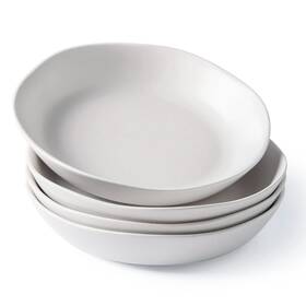 Apb005wt Amorarc 9.75ftft Ceramic Large Pasta Bowls 38oz Stoneware Flat Serving Set Of 4