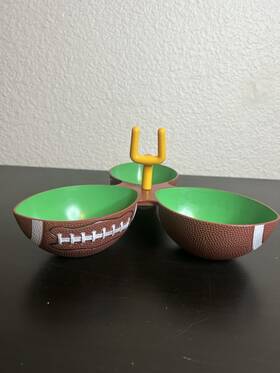 Amscan 048419723639 Football Condiment Dish 10in 3 Small Bowls Dip Salsa Candy Snacks Big Game