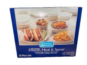 Anchor Hocking 028572646716 Microwave Freeze Heat And Serve 20 Pc Set Bowls / Lids Usa Made