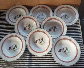 C9400 Anchor Hocking Dinnerware Holiday Memories Cereal Soup Bowls 7 1/4 Inch C9400/115 Set Of 8