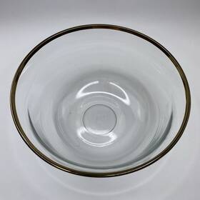 Ci86364 Anchor Hocking 10 Inch Glass Serving Salad Bowl Canyon Gold Plated Rim 1999
