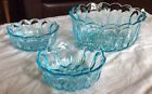 Anchor Hocking Vtg Fairfield Serving Bowls Set Of Turquoise Blue