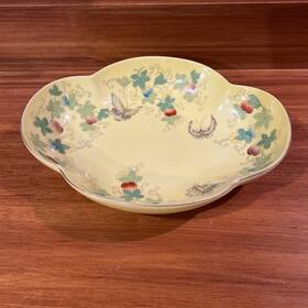 9642 Andrea By Sadek Vintage Floral Pumpkin Butterfly Yellow Serving Dish Japan