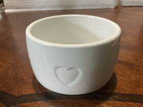 Ankyo 886804144450 Dolomite Ceramic Embossed Heart Design Mini Snack White Cup 3.5 Inch W 2.5