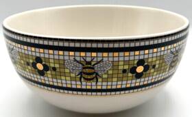 53389441 Anthropologie Bumblebee Bistro Tile Cereal Bowl Garden Mosaic Nature Floral Bee